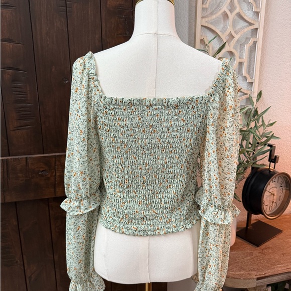 Wild Fable Floral Smocked Blouse - Light Green - Picture 2 of 3
